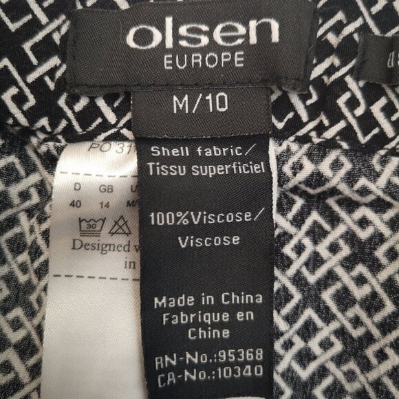 Olsen Europe Lisa Ladies Size Medium Lightweight Black & White Pattern Pants - Picture 3 of 11
